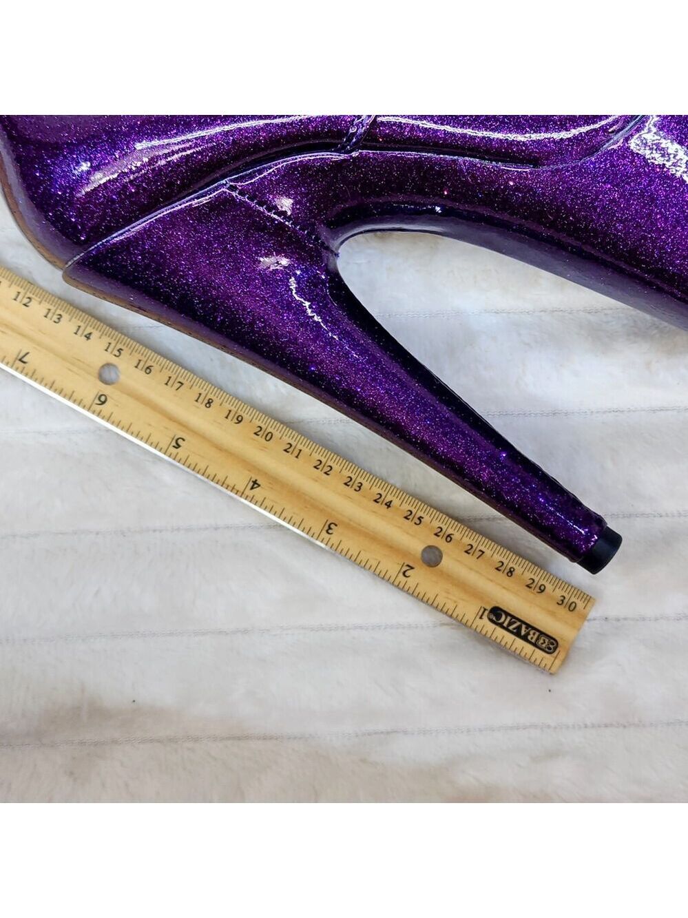 NIB Adore 1020GP Purple Glitter Patent 7" High Heel Platform Ankle Boots - Picture 11 of 12